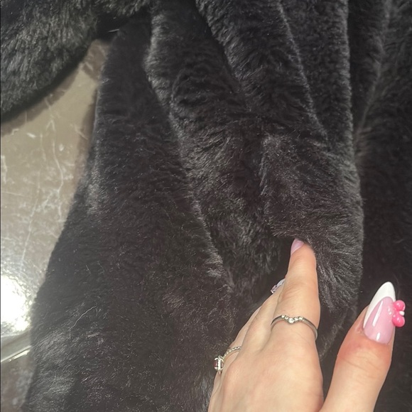 Black Faux Fur Hooded Jacket - Picture 2 of 5
